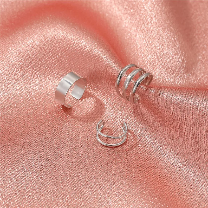 Ear Clip Earrings Fashion Simple Cross Clip Earrings For Women Girls Cute Gold Silver Color Punk Ear Cuff Clip Without Piercing 3pcs