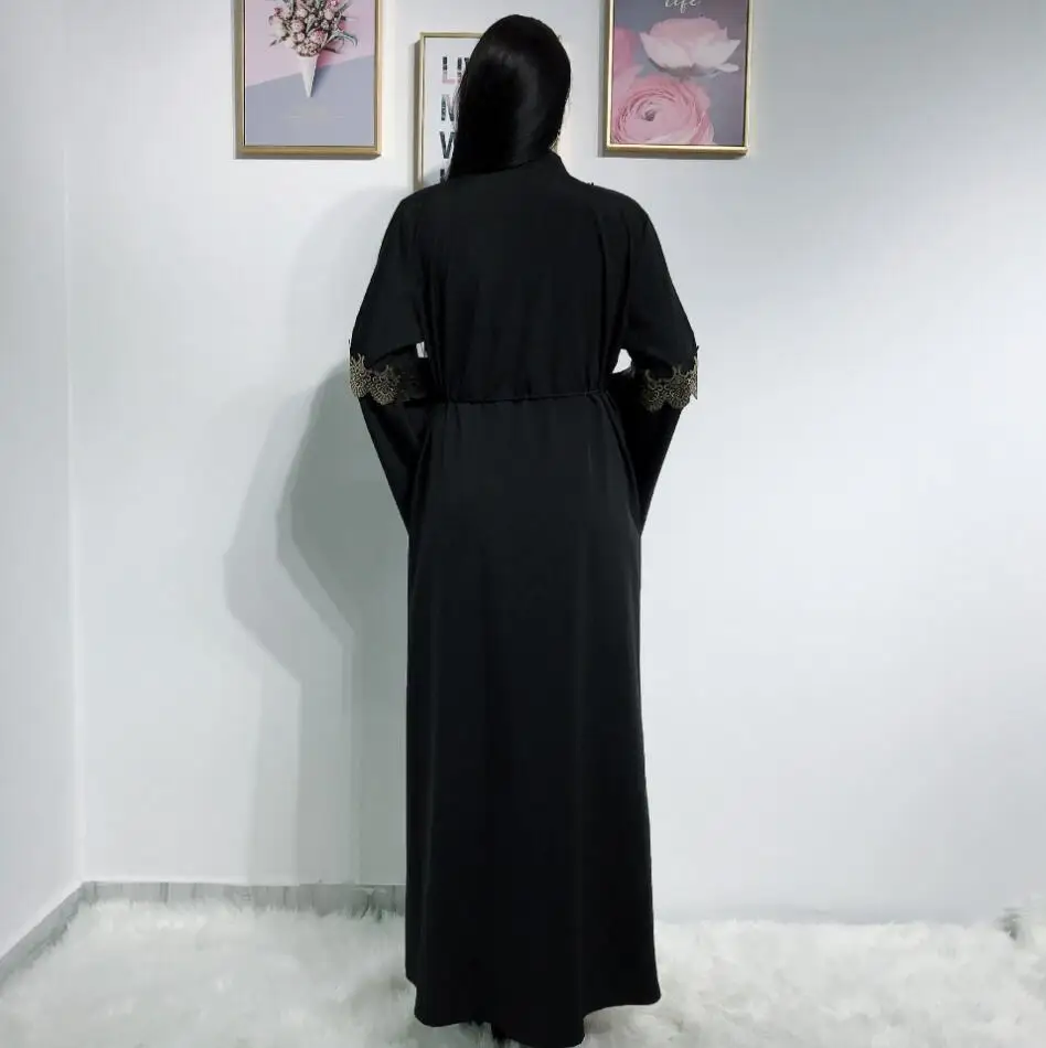 Мусульманское платье с принтом в стиле ретро abaya, кимоно в Дубае, Черный Кафтан, открытый передний кардиган, исламские дамы, абайя, большие размеры, S-2XL 1244