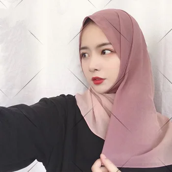 

Women Gradient Color Chiffon Scarf Shawl Hijab Muslim Malaysia Headscarf Foulard Femme Summer Thin Sunshade Beach Shawl Bandana