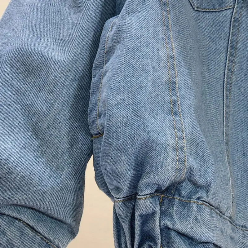 Jacket NEW Winter Thick Jean Jacket Faux Fur Collar Fleece Hooded Denim Coat Female Padded Warm Denim Outwear