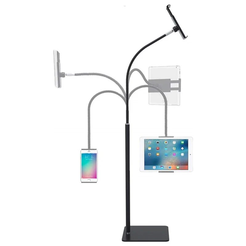 Tablet Floor Stand with Flexible Gooseneck and Stable Base Tablet Stand Adjustable 360 Degree Roating Floor Stand for iPad Within 3.5-11inches