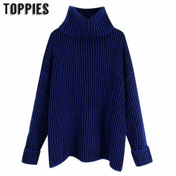 

Winter Sweater Women Oversized Turtleneck Sweater Cabled Knitted Tops Solid Color European Clothes