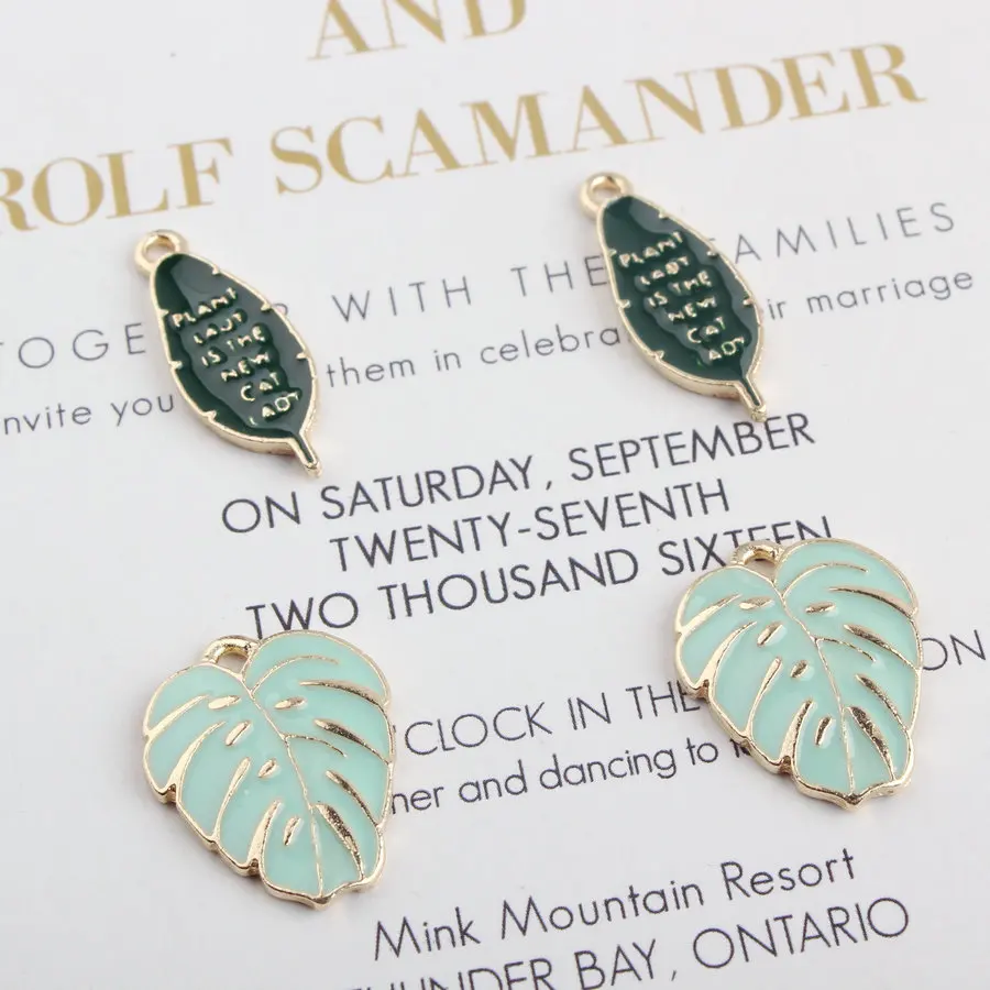 

10pcs Oil Drop Alloy Leaf Series Bracelet Pendant Green Leaf Necklace Earring Accessories DIY Enamel Pendant Production