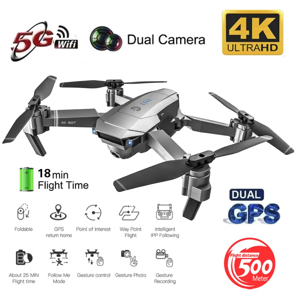 Profession GPS Drone with 4K HD Dual Camera Wide Angle Anti shake WIFI FPV RC Quadcopter Foldable Drones Dual GPS Follow Me|RC Helicopters| - AliExpress