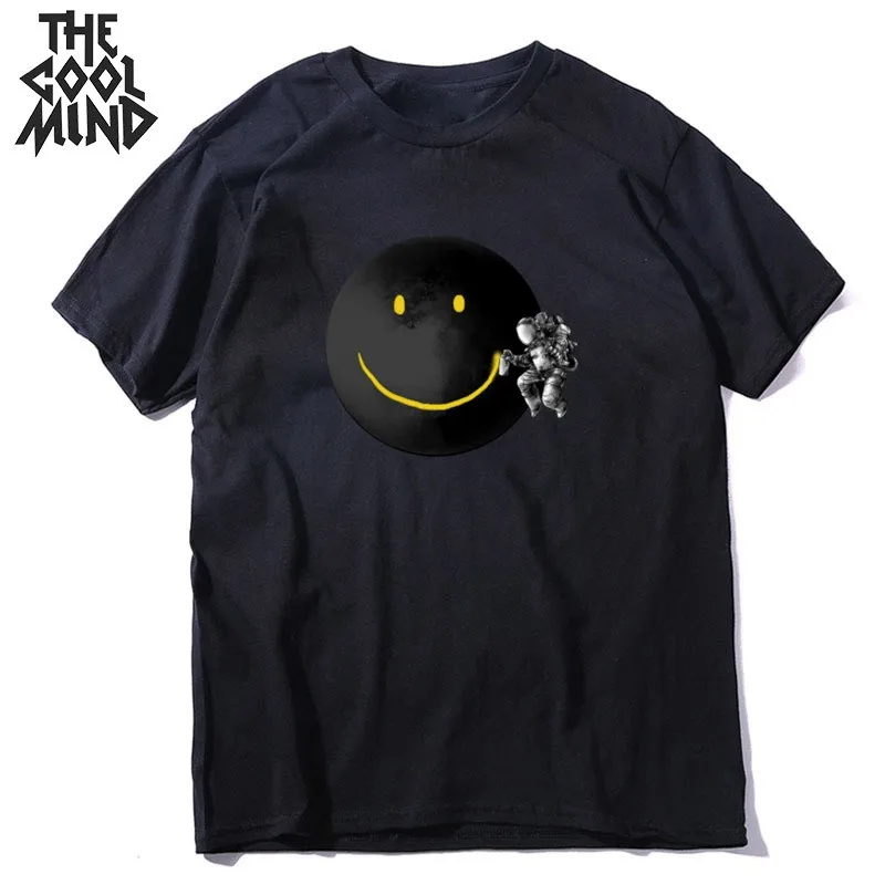 mo0120CM-BLK COOLMIND, хлопок, короткий рукав, летняя, космическая луна, Мужская футболка, повседневная, летняя, loost, Мужская футболка, крутая, Мужская футболка - Цвет: mo0120CM-BLK