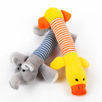 

Pet Dog Plush Toys Stuffed Striped Squeaky Sound Elephant/Duck/Pig Puppy Squeak Chew Toy FP8