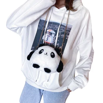 

Handbag Message Fur Bag Panda Pattern The Korean Style Cartoon Style Adorable multi-color