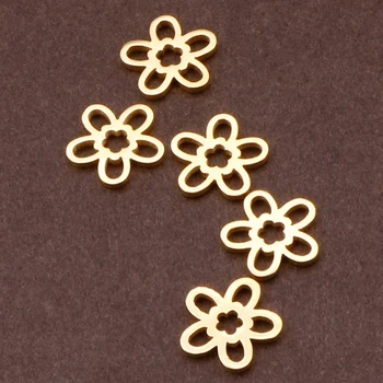 

15Pcs/Lot 13*13MM Flowers Pendants Jewelry Finding Supplies For DIY Necklaces Earrings Hand Made Stainless Steel Accessories