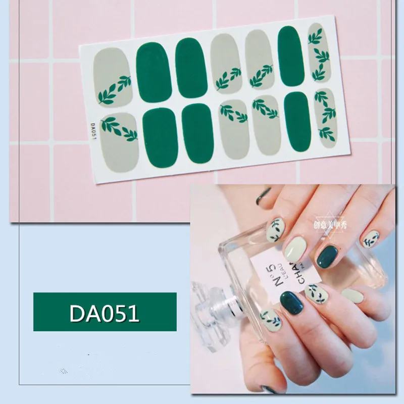 

14tips/set Full Cover Nail Stickers Wraps Decoration DIY for Beauty Nail Art Decals Plain Stickers Self Adhesive Nail Stickers