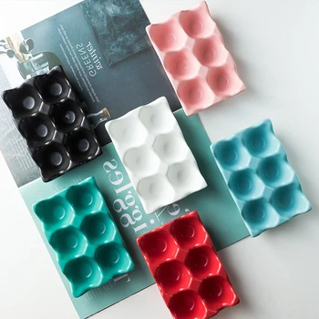 

6 Grids Egg Holder Ceramic Anti-Slip Egg Box Refrigerator Shockproof Egg Storage Box