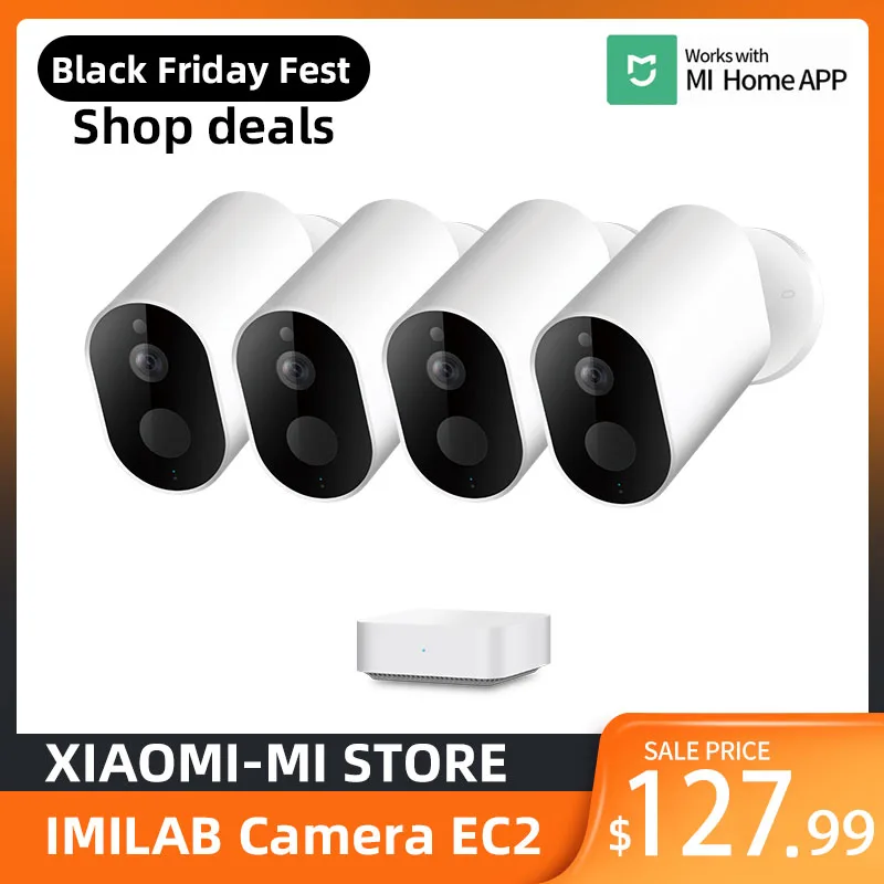 Xiaomi Imilab Smart Outdoor Camera HD 1080P MiHome APP Wireless Security Infrared Gateway Night Vision IP66 Global Version 4PCS |