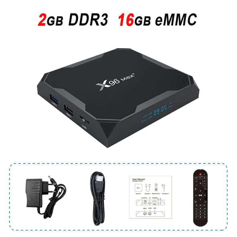 X96 Max+ Android 9,0 ТВ приставка Amlogic S905X3 Smart tv Box 4GB DDR3 32GB 64GB eMMC 2,4G 5G WiFi 1000M RJ45 Bluetooth 4K X96 Max - Цвет: 2GB 16GB