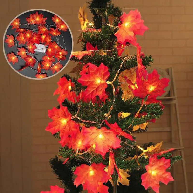

3m LED Maple Leaves Light Strip Garland Holiday Maple Leaves String Fairy Strip Light for Outdoor Garden Halloween Festive Decor