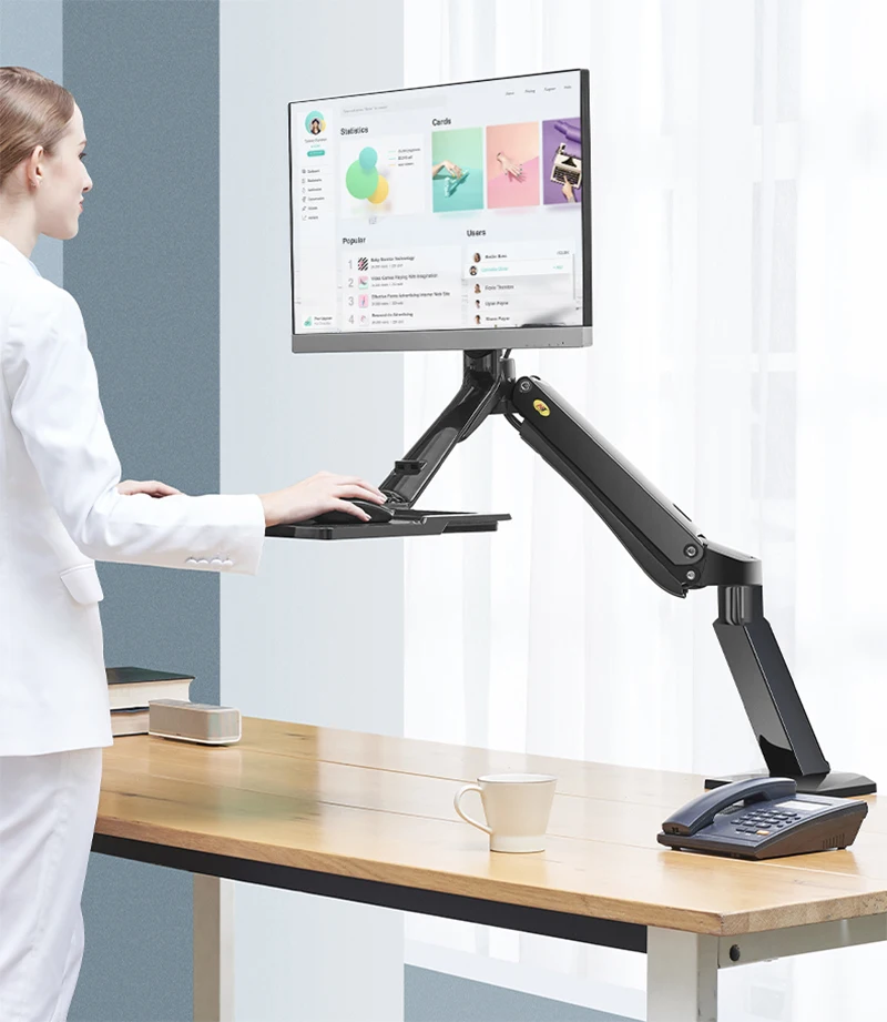 NB40 Ergonomic Height Adjust Computer Sit Stand Workstation 22-32 Inch Monitor Mount Bracket with Keyboard Plate Desk Stand 23 NB40 Ergonomic Height Adjust Computer Sit Stand Workstation 22-32 Inch Monitor Mount Bracket with Keyboard Plate Desk Stand 18