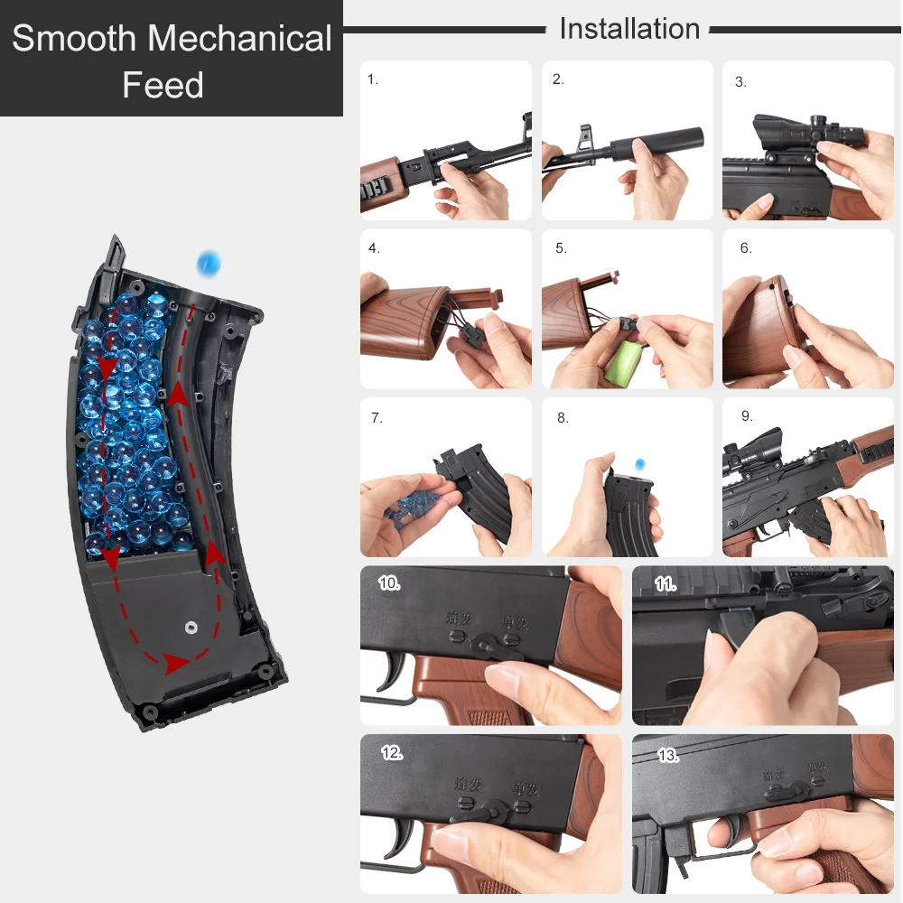 Пластиковые гель мяч пистолет Электрический Blaster AKM AK 47 воды пули для маленьких