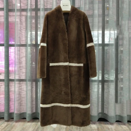 Парка X-long из натурального меха abrigos mujer invierno2019 куртка из натуральной овечьей шерсти Женская зимняя одежда с вырезом - Цвет: 1