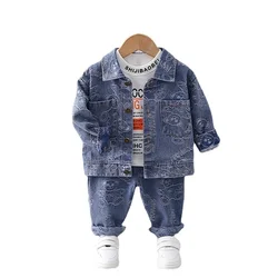 Primavera crianças fatos de treino outono bebê meninos meninas roupas moda crianças jaqueta camiseta calças 3 pçs/sets da criança dos desenhos animados
