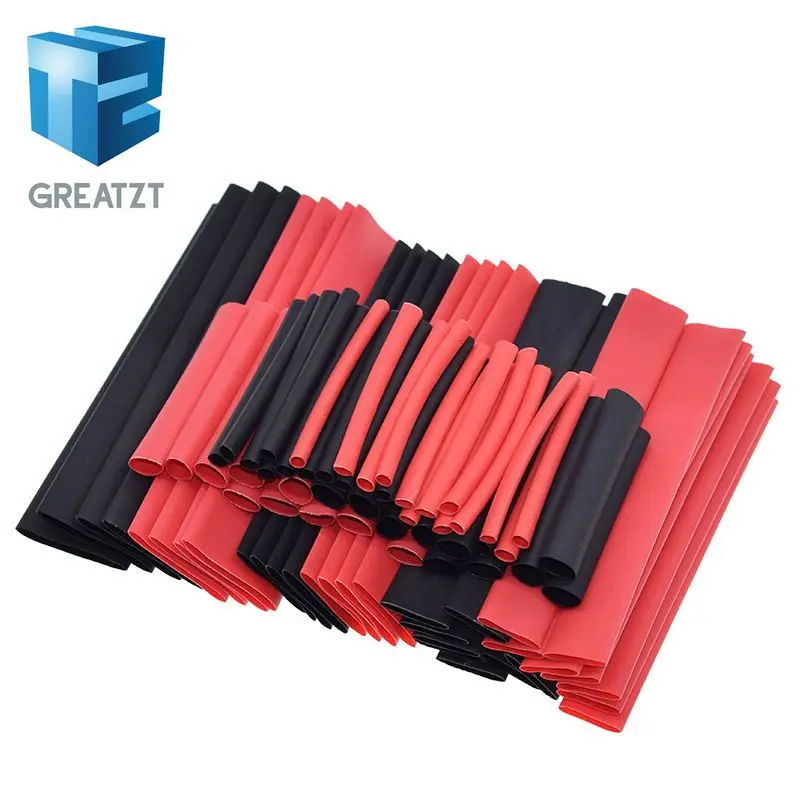 Heat Shrink Tubing 1set=150 PCS 7.28m Black And Red 2:1 Assortment Heat Shrink Tubing Tube Car Cable Sleeving Wrap Wire Kit