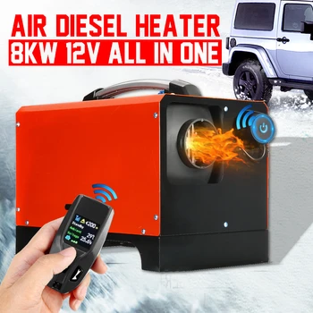 

8KW 12V All in One Car Heater Diesels Air Parking Heater 8000W Single Hole+LCD Remote control Warmer For Car Truck RV Bus Boat