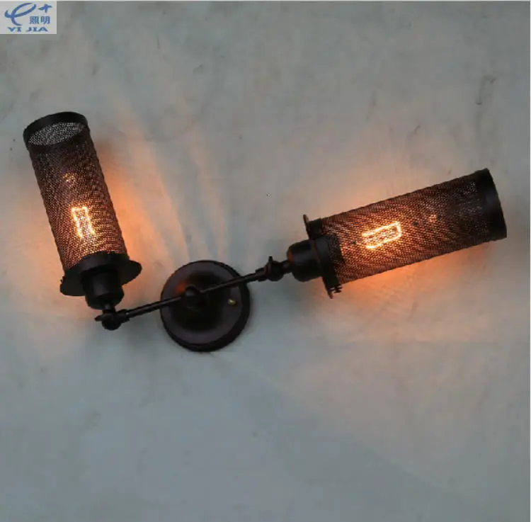 Лофт American retro прикроватная тумбочка для спальни балкон лестницы Edison промышленных длинные железная сетка железа бра