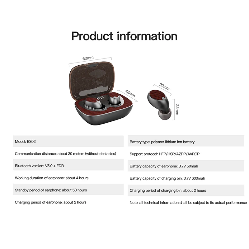 ES02 TWS Bluetooth 5,0 наушники с кожаной пластиной мини водонепроницаемые настоящие беспроводные наушники сенсорные bluetooth-гарнитуры с светодиодный дисплеем