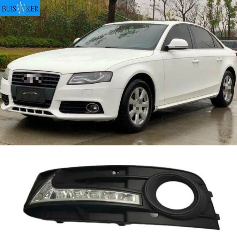 

1 комплект для Audi A4 A4L B8 2009 2010 2011 2012 светодиодный DRL Габаритные огни дневного света Противотуманные фары Крышка отверстия