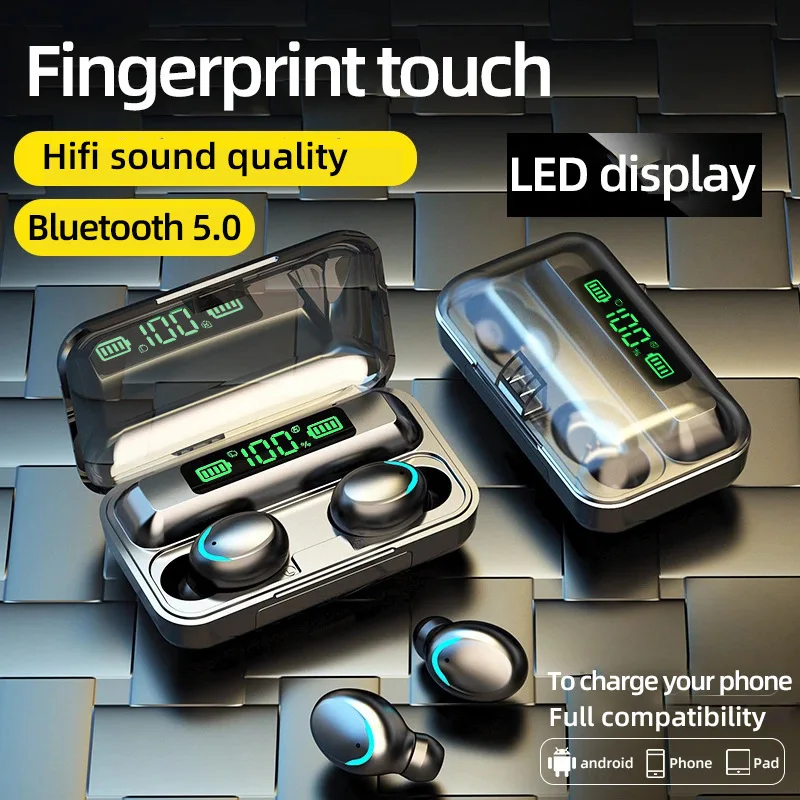 TWS Bluetooth 5.0 Earphones 2200mAh Charging Box Wireless Headphone 9D Stereo Sports Waterproof Earbuds Headsets With Microphone