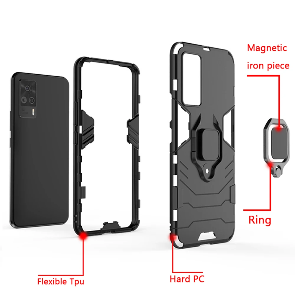 Für vivo S9e S9 S7 S7t S5 V20 Pro Hybrid Hard PC + Soft TPU Armor Anti-Drop-Hülle Rotierender Ringständerhalter_voghion.com