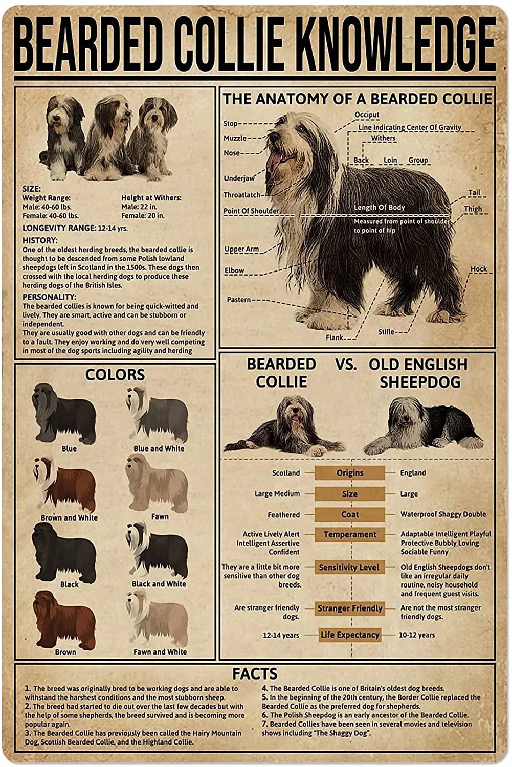 Dog Knowledge Metal Tin Brand Bearded Shepherd Dog Anatomy Diagram Aluminum Farm Pet Shop Home Club Wall Decoration Retro Plaque Plaques Signs Aliexpress