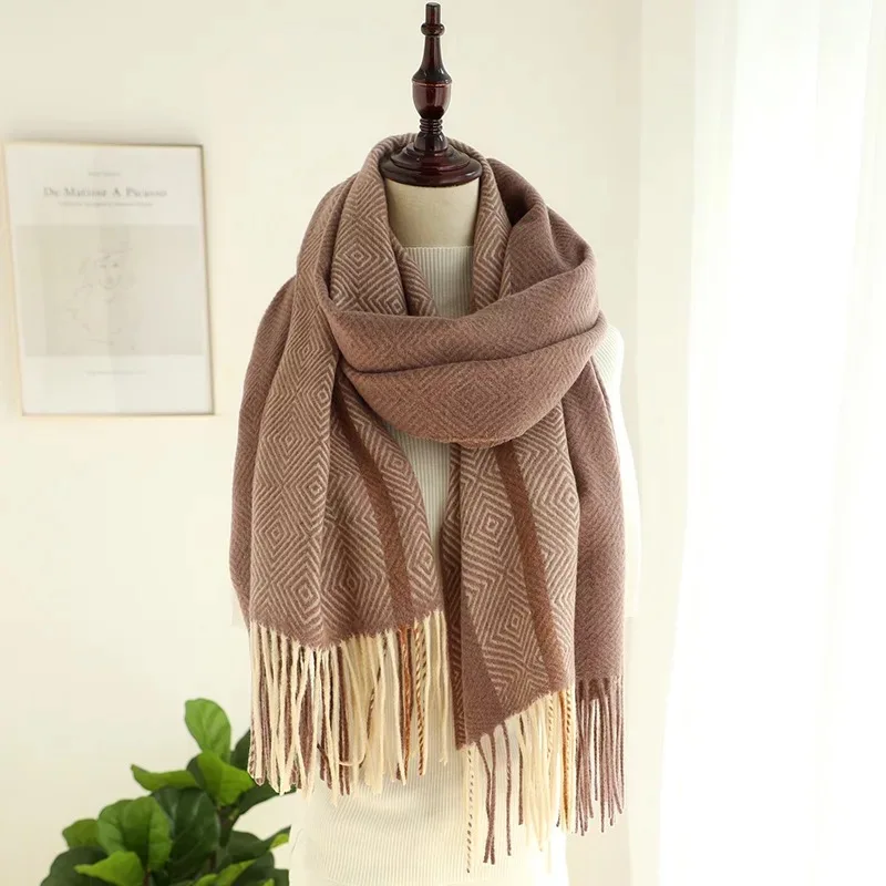 New style Chinese quality silk autumn and winter women Two-sided cashmere beach shawl ladies Wool Multicolor thickening scarf