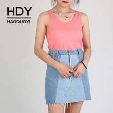 HDY Haoduoyi, женская повседневная одежда, каваи, сексуальные, милые, одноцветные топы, свободные, Классический крой, летняя одежда, регулируемая, с круглым вырезом, Майки