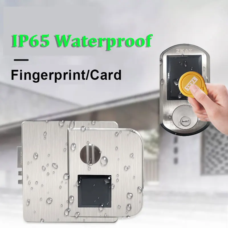 

304 Stainsteel Fingerprint Lock For Outside Gate Biometric Smart Keyless Door Lock AAbattery Power On Lock Free Drill Home Lock