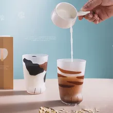 Креативная кружка с милыми кошачьими лапами из матового стекла, тигровые лапы, Офисная кофейная кружка, стакан, индивидуальная чашка для завтрака, фарфоровая чашка, подарок