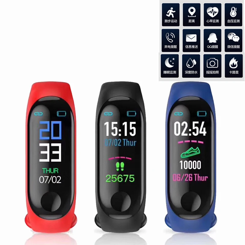 

M3 Smart Band Waterproof Fitness Tracker M3 Pro Smart Bracelet Blood Pressure Heart bracelet Rate Monitor smart watch bracelet