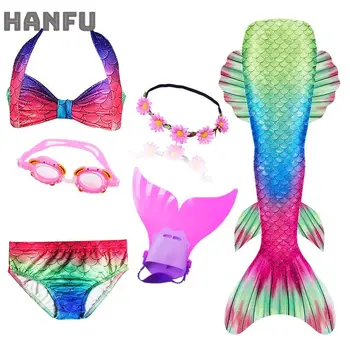 

Girls Swimmable Children Mermaid Tail Monofin Flipper for Girls Swimming Bating Suit Mermaid Costume Swimsuit with Garland