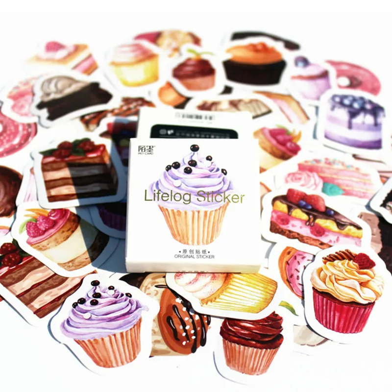 1pcs New Delicate Purple Cake Stationery Sticker Decorative Adhesive Practical Cartoon Scrapbooking Decoration Diary Stickers | Канцтовары