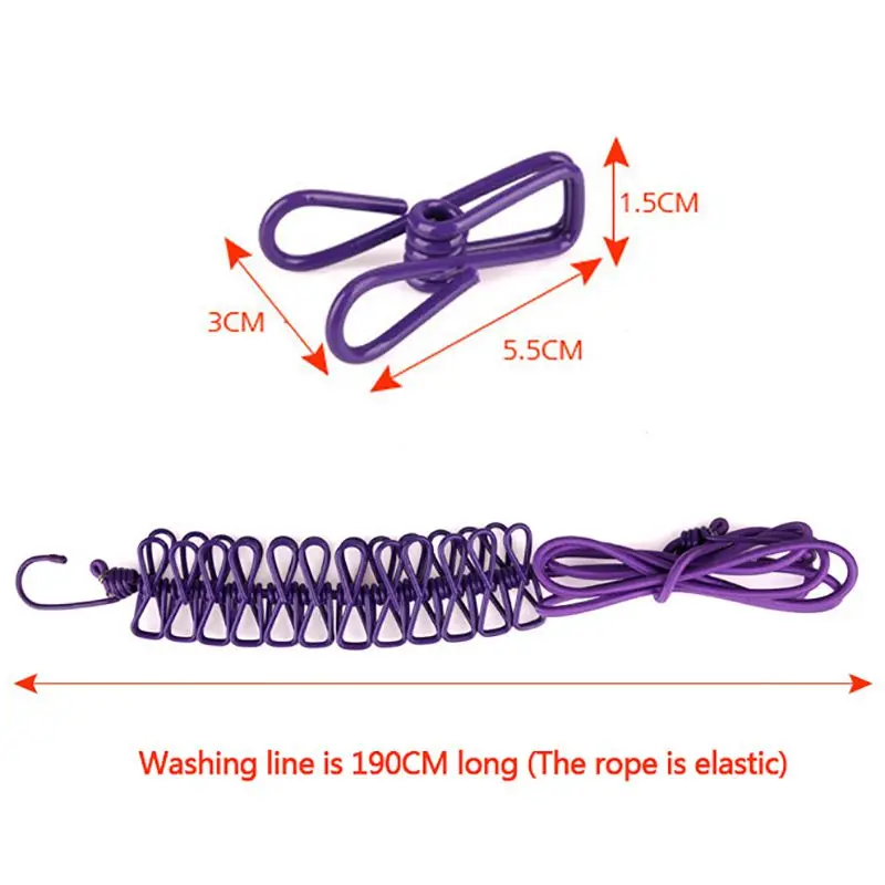 Outdoor& Home Color Portable Receive Accessories Wind and Skid Resistant Clothesline Camping Tent Rope 12-17 pcs Clips
