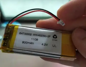 

Free shipping 1pcs WW452050-2P 800mAh 4.2V 3.7v -4.2v 452050-2p 452050 402050 li-polymer battery li-po rechargeable battery