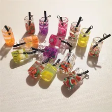 Mini bouteille de fruits en résine, modèle Miniature de nourriture pour maison de poupée 1/12, Simulation de boisson de cuisine, accessoires de jouets, 6 pièces