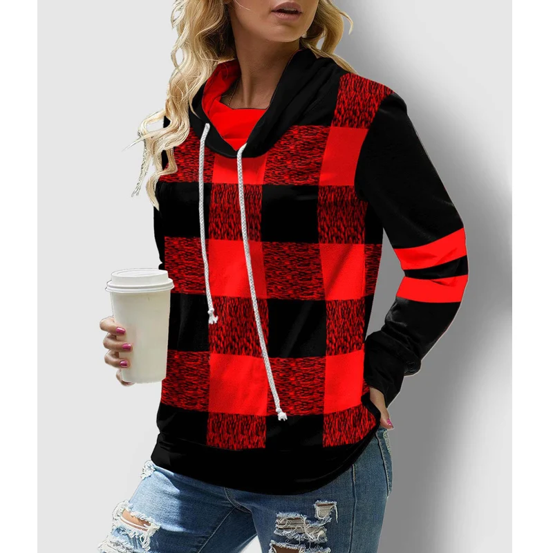 

Autumn Winter Women Casual Sweatshirt Hoodi Street Style Loose Draw String Oversized Hoodie Basic Print Pullovers Commute Tops