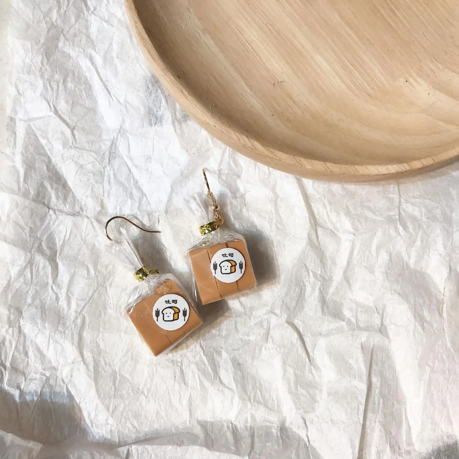 Linmouge Funny Lovely Simulation Bread Drop Earrings For Women Creative Mini Packaged Square Toast Fashion Dangle Jewelry  EF145
