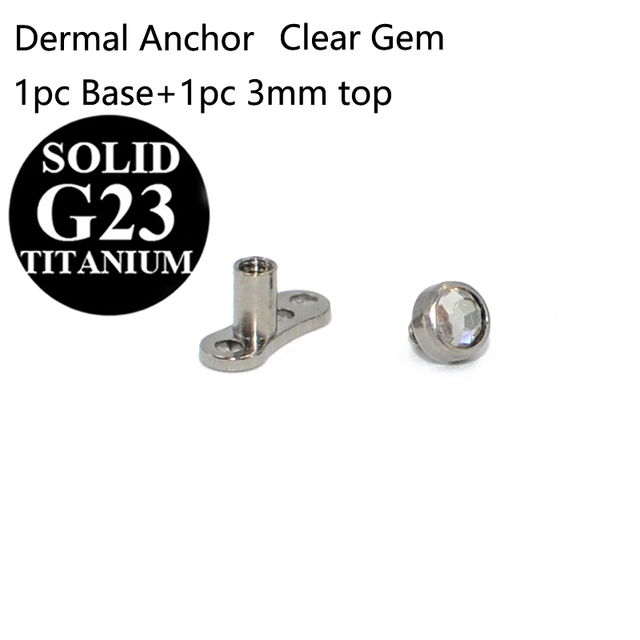 G23 Titanium Micro Dermal Anchor Skin Diver Flat CZ Gem Fashion Dermal Piercings Surface Piercing Stud Body Piercing Jewelry