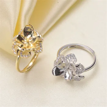 

Pearl fittings factory diy jewelry making Adjustable Blank Ring Base Settings Gold Filling Classic Ring Findings for Women charm