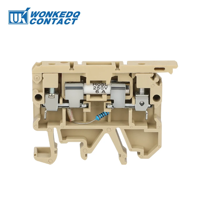 Din Rail Terminal Block 10Pcs ASK1EN 24V/220V LED Light 5*20mm 0.5-10A Fuse Holder Din Rail Terminal Block 4mm&sup2; Screw Connector SAK ASK1LDEN ASK 1EN