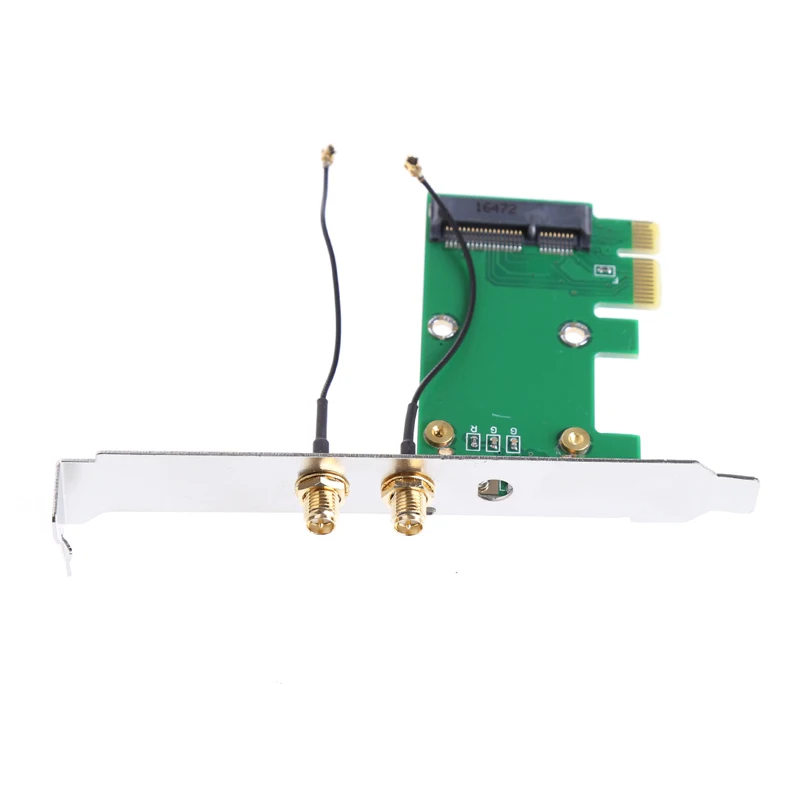 Wireless Wifi Network Card Mini PCI E To PCI E 1X Desktop Adapter 2 Antennas 3