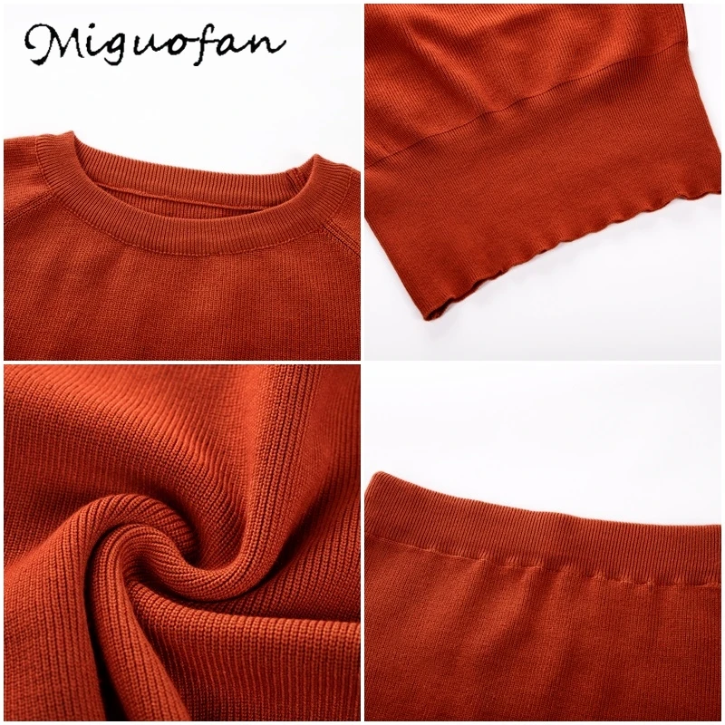 Miguofan вязаный Комплект из 2 предметов женские свитера и пуловеры Топы &