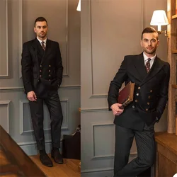 Costumes Hommes Black Men Suits Business Work Wedding Prom Party Jacket Pant Slim Fit Formal Casual Double Breasted Tuxedoxs
