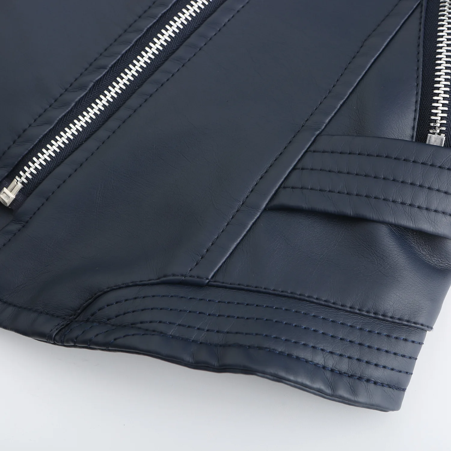 2022 New Spring Autumn PU Leather Jacket Women Slim Fit Short Coat Solid Long Sleeve Ladies Outwear