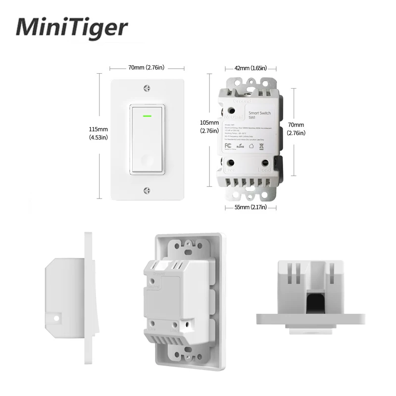 Minitiger WiFi умный настенный выключатель света Smart Life/Tuya приложение дистанционное управление работа с Amazon Alexa Echo Google Home IFTTT