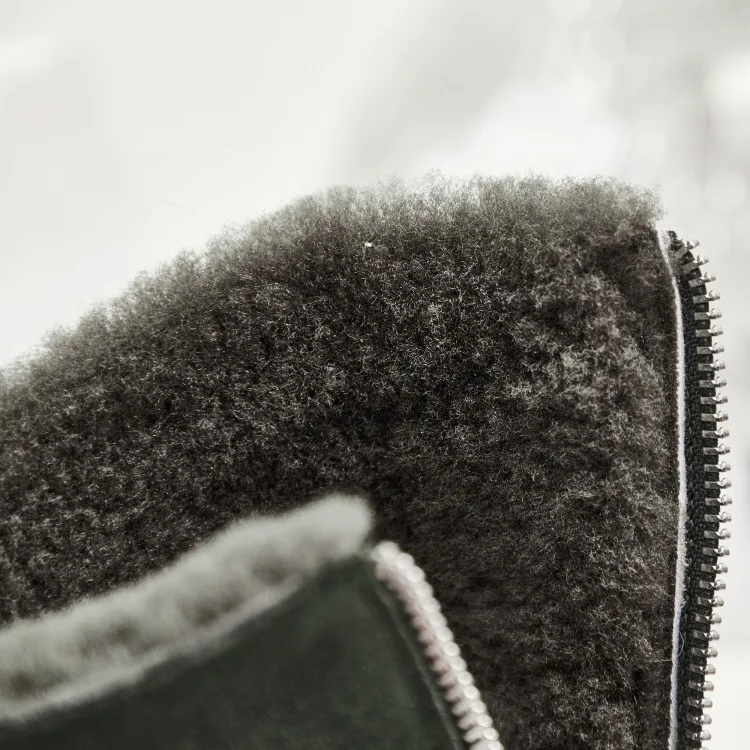 Original Intention Autumn Winter High-Quality Ankle Boots Woman Green Black Lamb and Fur In One Pair Of Snow Boots Square Heel